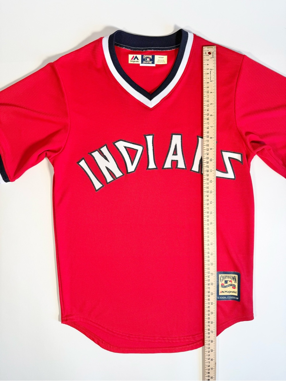Majestic Cooperstown Cleveland Indians 1974 Retro Jersey Red S Vintage Throwback - Picture 9 of 11